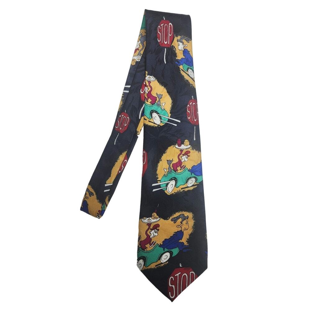 City One Necktie Dr. Seuss Green Eggs & Ham Stop Sign Vintage Novelty Tie